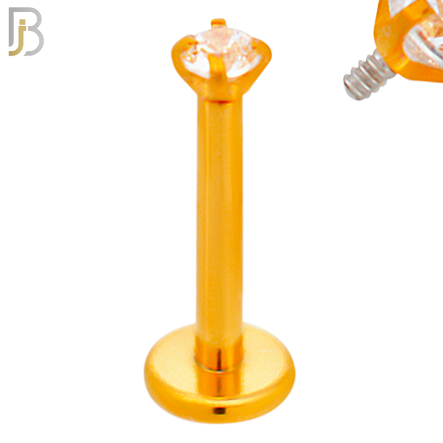 LB14RC16 - 16g 316L Surgical Steel Rose Gold Plated Bar Prong Setting  Zircon Internally Threaded Labret (PACK OF 6) image 1