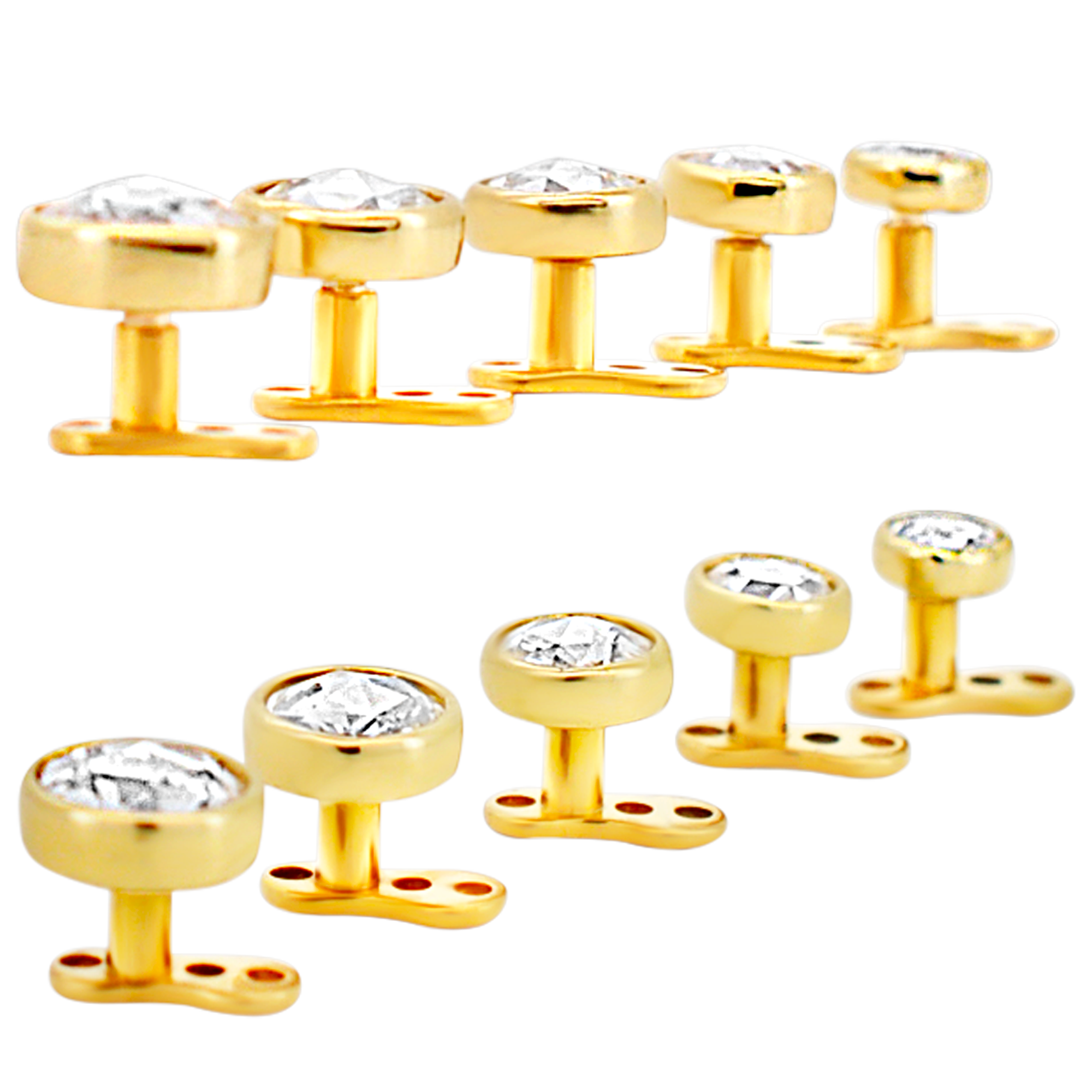 14-G23G-DM03 - G23 Titanium Gold Plated Anchor with 14k Gold Top with Bezel Set Rose Cut Lab Diamond Dermal - Internally Threaded image 13