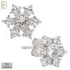 925-ES27 - .925 Sterling Silver Snowflakes Earrings Stud with Zircon image 1