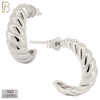 925-ES408 - 925 Sterling Silver Plain Twisted Hoop Earrings image 0