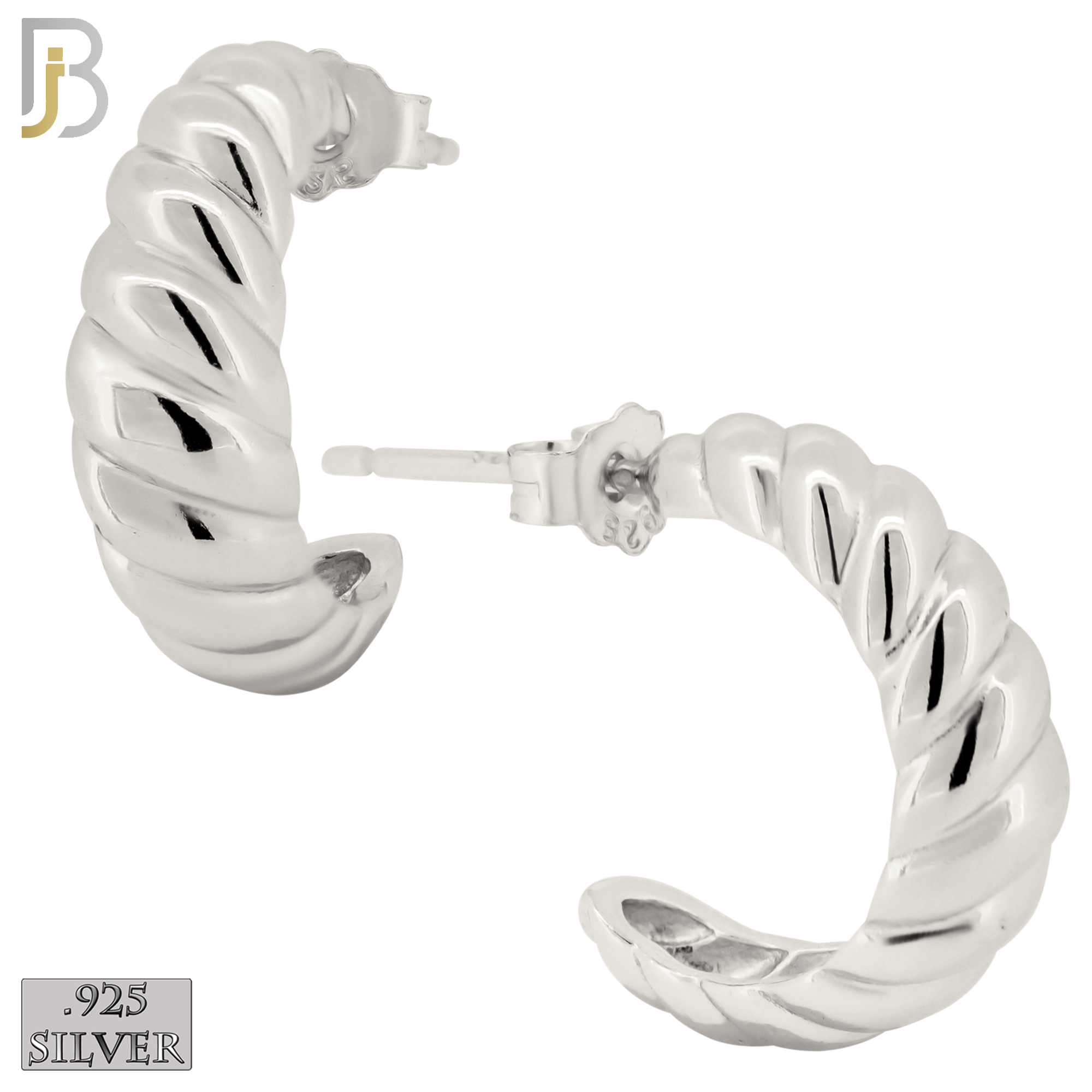 925-ES408 - 925 Sterling Silver Plain Twisted Hoop Earrings image 0