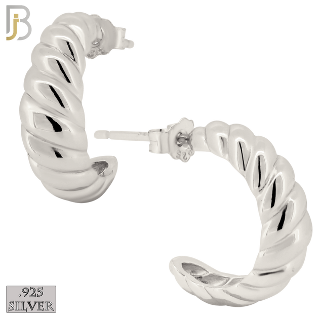 925-ES408 - 925 Sterling Silver Plain Twisted Hoop Earrings image 0