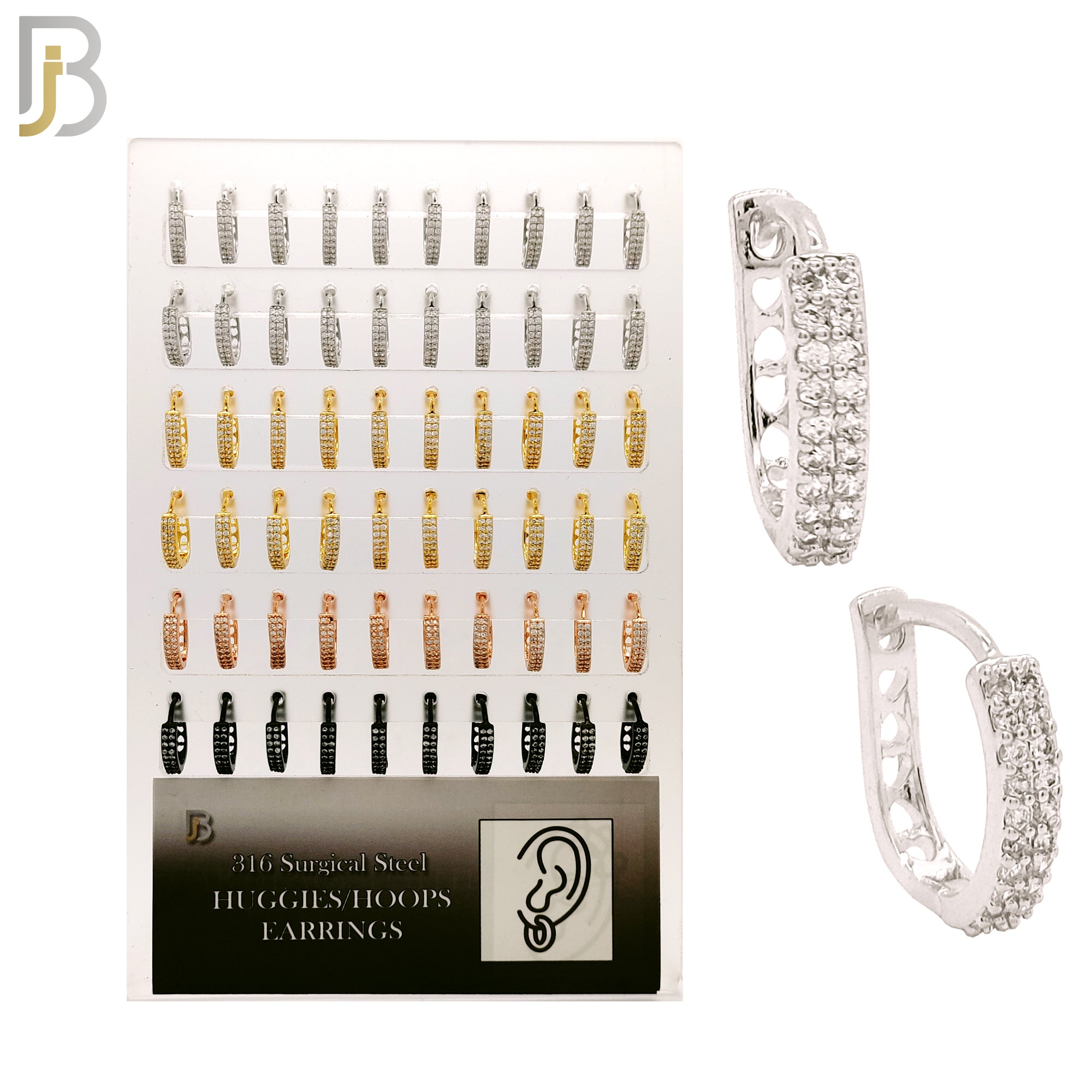 PK-ES189 - Brass Double Layer Zircon Hoops Earrings Pack of 30 Pairs image 0