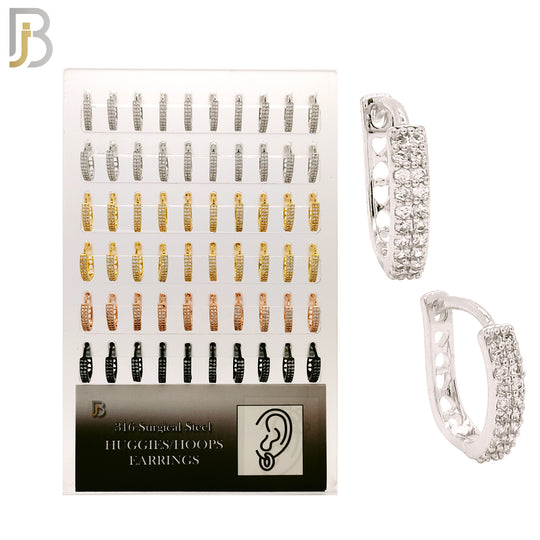 PK-ES189 - Brass Double Layer Zircon Hoops Earrings Pack of 30 Pairs image 0