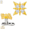 14-G23-DM16 - 14k Titanium Anchor and 14k Gold Top Starburst with Multi CZ Dermal - Internally Threaded image 0
