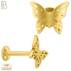 14-LB41 - 14k Yellow Gold Plain Butterfly Labret - Yellow Gold image