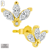 925-ES415 - Push Back - 925 Sterling Silver Three Leaf Stud Earrings image 1