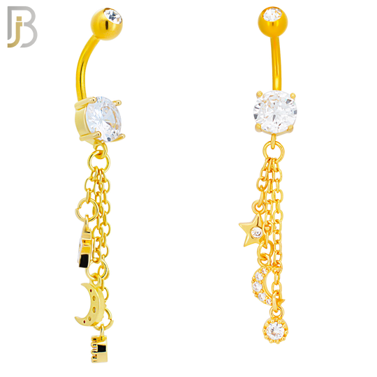 N0124  - 316L Stainless Steel Dangling Star and Moon Drop with 5mm Screw Ball image 2