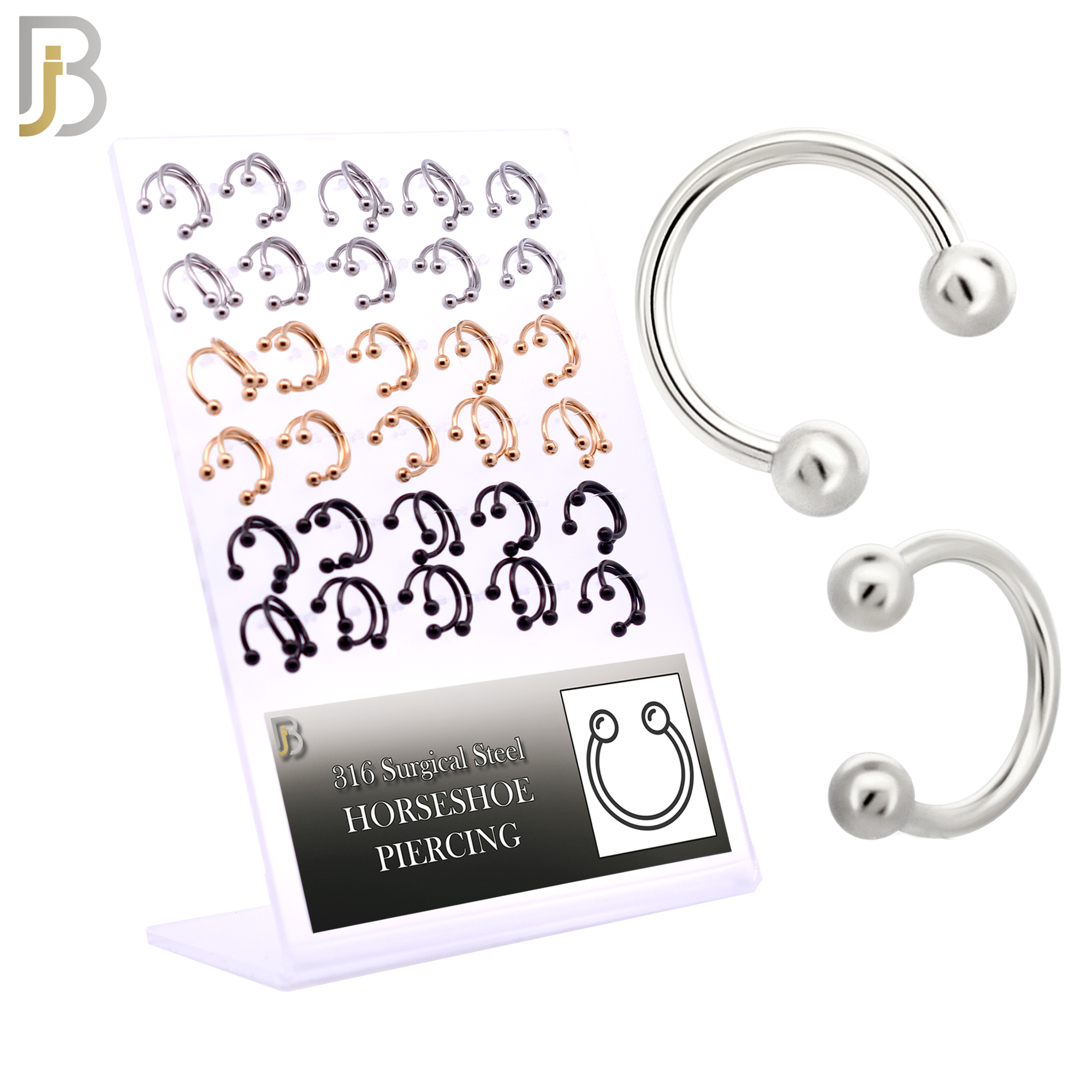 PK-HS01 - 316L Surgical Steel Horseshoe External Threaded Ball Pack of 60 image 1