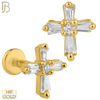 14-LB34 - 14k Solid Gold Cross with Zircon Internally Threaded Labret image 0