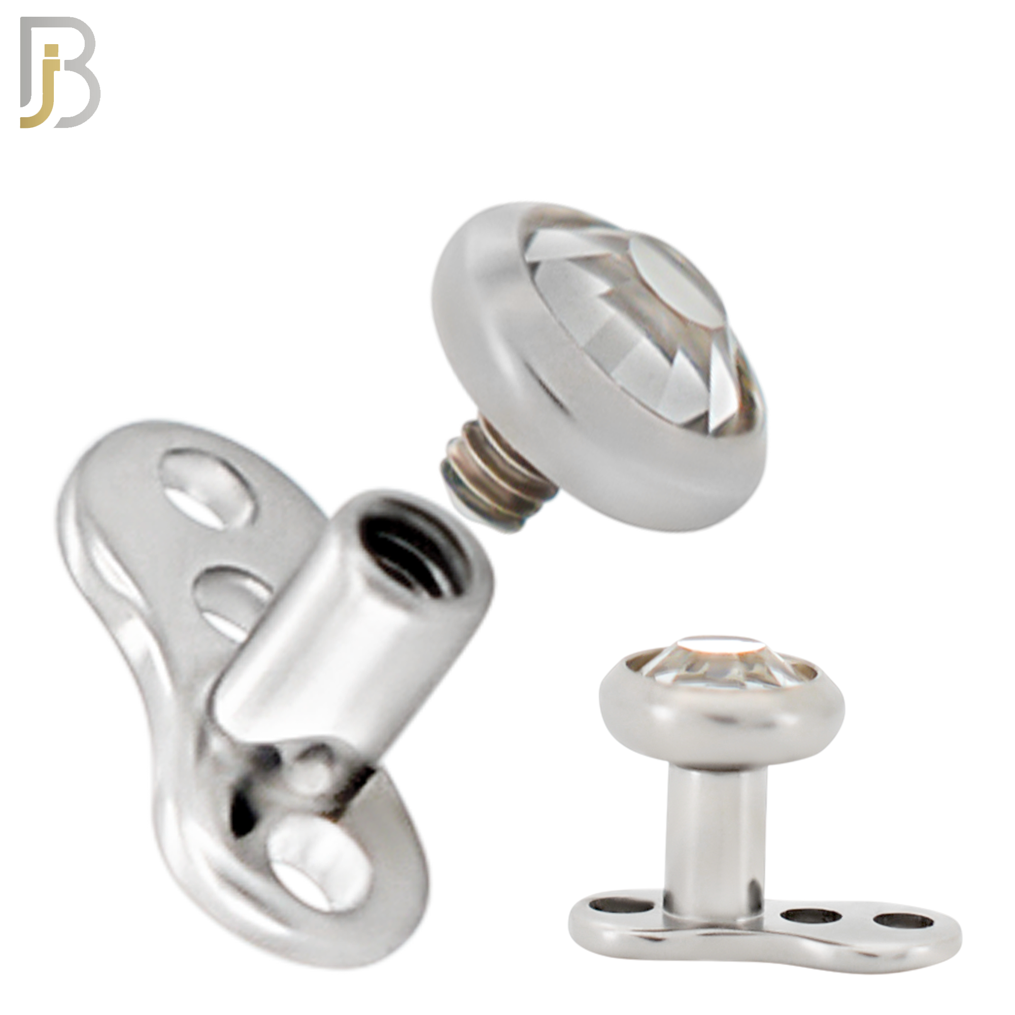 G23-DM03SC - G23 Titanium 14g Anchor with Surgical Steel Clear CZ in Bezel Setting Dermal Top (PACK OF 6) image 4
