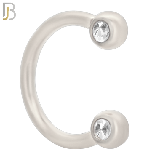 HS08 - 316L Surgical Steel 16g Horseshoe with Double Front Facing Gem Screw Ball External Threaded (Pack of 6) image 1
