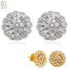 925-ES30 - .925 Sterling Silver Swirl Flower Design with Zircon Earrings Stud image 0