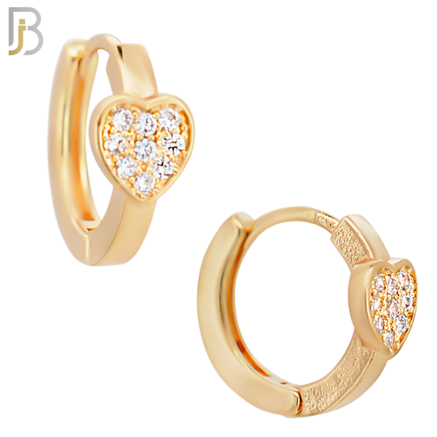ES120 - Brass Heart Design with Zircon Huggies image 2