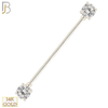 14-BB37 - 14k Solid Gold Industrial Straight Barbell with Round Clear CZ Externally Threaded image 1