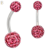 NB19 - 316L Surgical Steel Screw Coated Multi Gem Ball Banana Belly Ring  (PACK OF 6) image 4