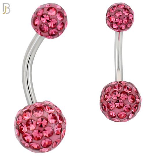 NB19 - 316L Surgical Steel Screw Coated Multi Gem Ball Banana Belly Ring  (PACK OF 6) image 4