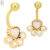 NB32 - 316L Stainless Steel Paw Print Opalite/Zircon Banana Belly Navel Ring image 1