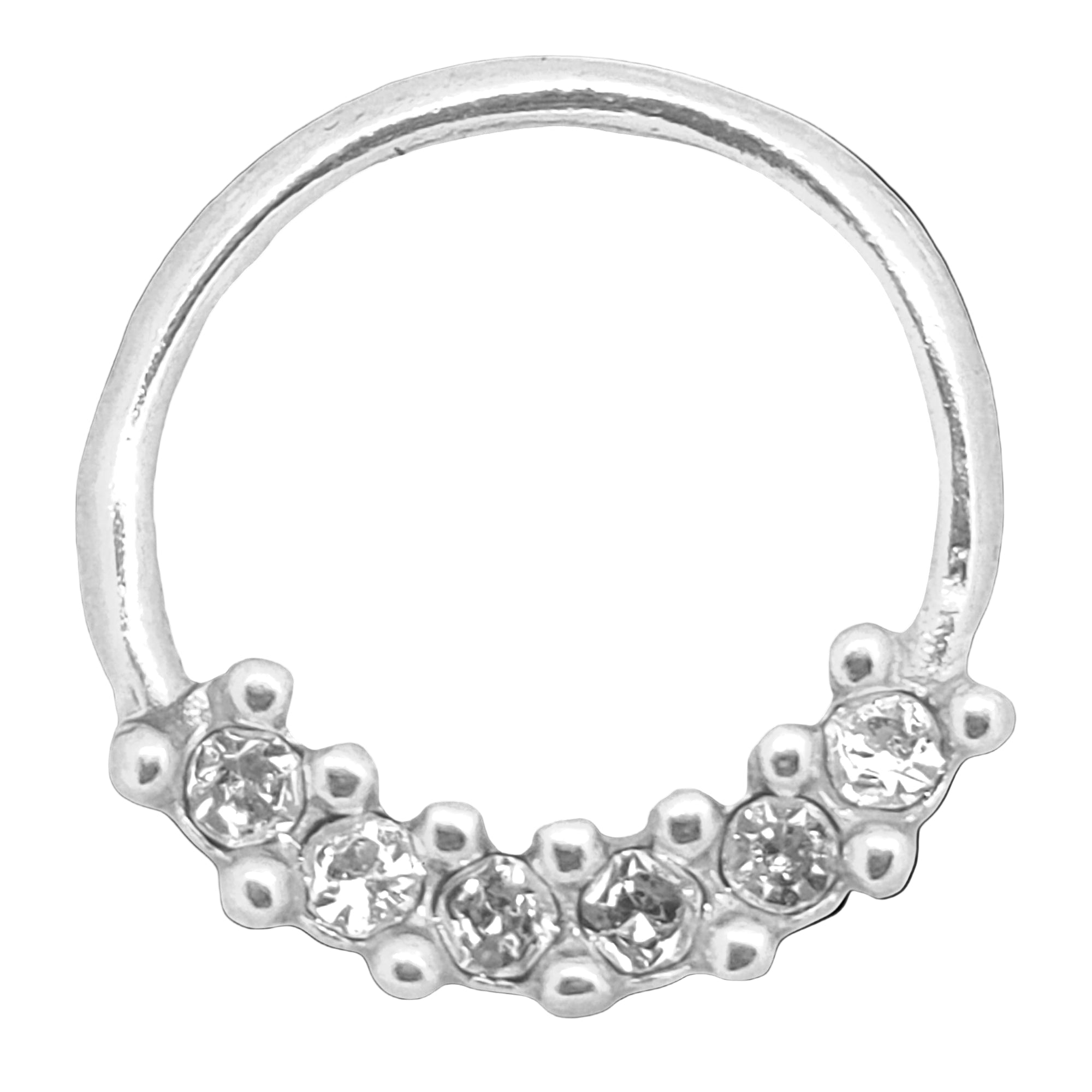 TH10-9 -  .925 Sterling Silver 16g Thickness 6 CZ Bezel Set Tragus Hoops Piercing (PACK OF 6) image 0