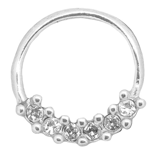 TH10-9 -  .925 Sterling Silver 16g Thickness 6 CZ Bezel Set Tragus Hoops Piercing (PACK OF 6) image 0