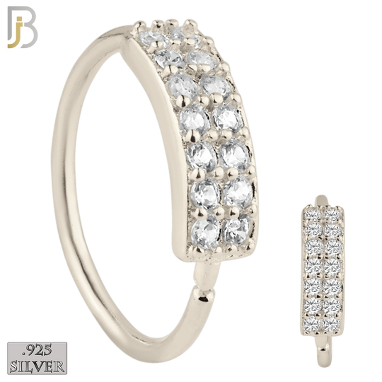 925-CT24 - 925 Sterling Silver 22g Thickness Double Layer CZ Prong Set Hoops Piercing (PACK OF 6) image 0