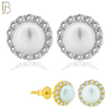 925-ES363 - .925 Sterling Silver Synthetic Pearl Center Stud Earrings image 0
