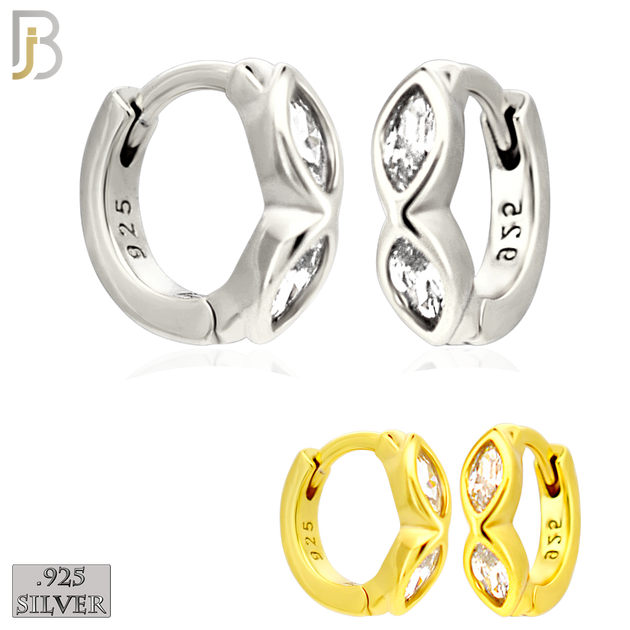 925-ES424 - 925 Sterling Silver Double Marquise CZ Huggies Earrings image 0