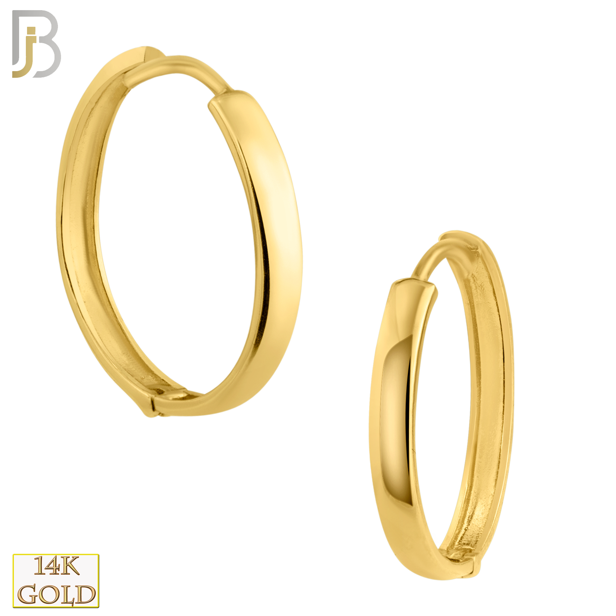 14-ES61Y - 14k Solid Gold Plain Hoops Earring image 1