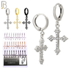 PK-ES51M - 316L Stainless Steel Dangling Cross Zircon Design Huggies Clip On - Pack of 15 Pairs image 1