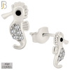 925-ES365 - .925 Sterling Silver Seahorse Stud Earrings image 1