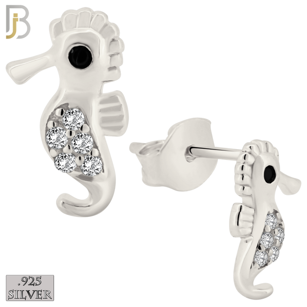 925-ES365 - .925 Sterling Silver Seahorse Stud Earrings image 1