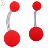 PK-NB102 - 316L Surgical Steel Different Color Balls Designs Banana Belly Ring Pack of 40 image 3
