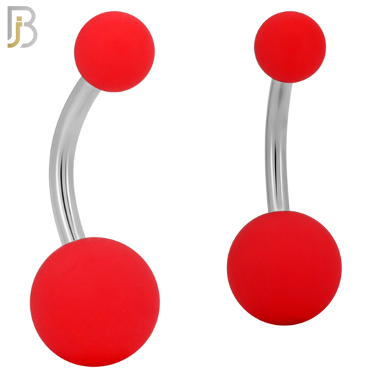 PK-NB102 - 316L Surgical Steel Different Color Balls Designs Banana Belly Ring Pack of 40 image 3