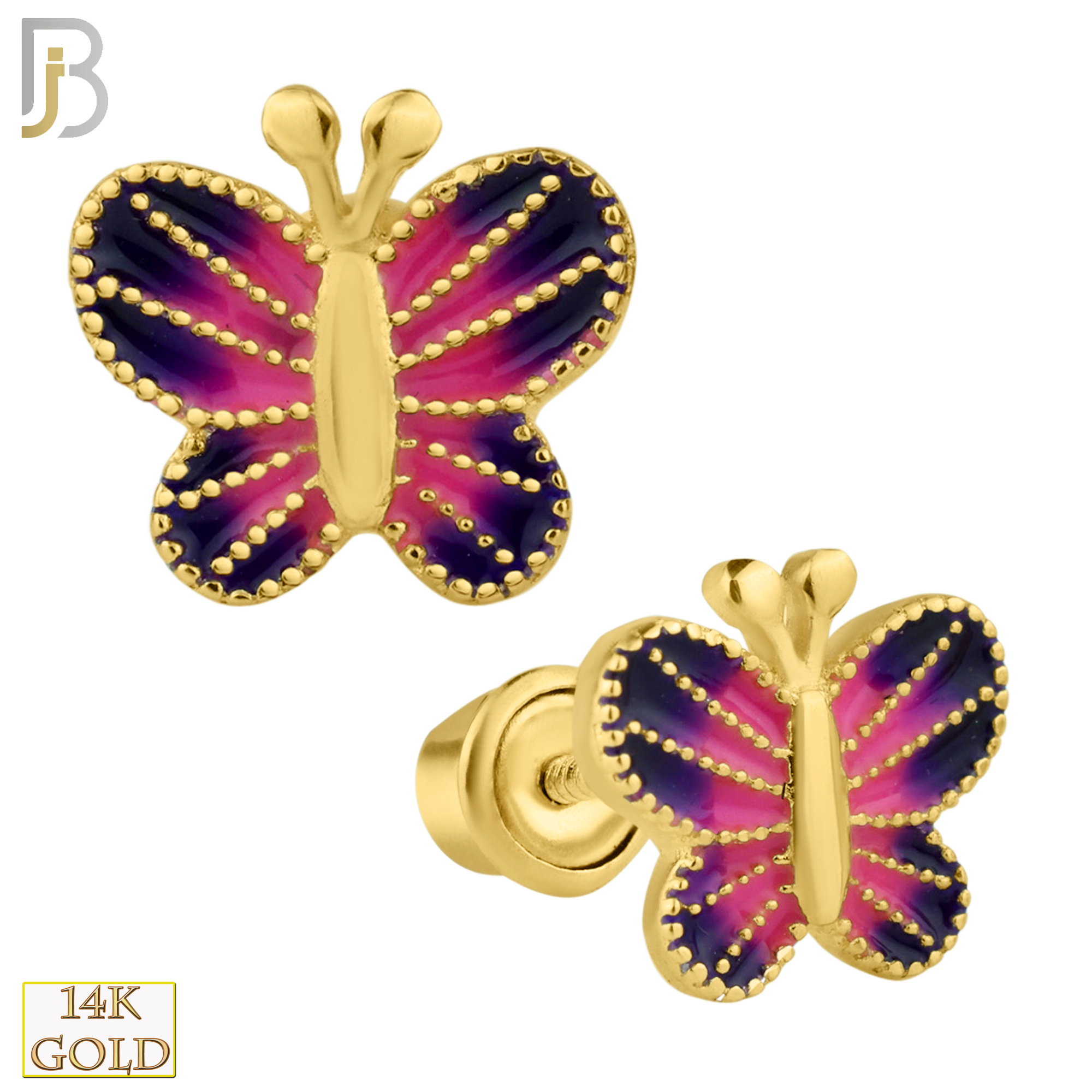 14-ES97 - 14k Solid Gold Butterfly Stud Earring image 1