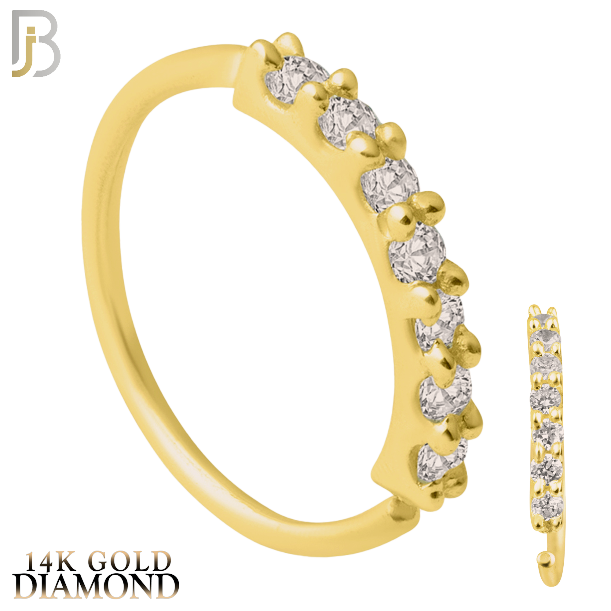 14-CT04D- 14k Solid Gold Prong Setting 7 Si1 Diamond Hoops Piercing Twist top Open image 0