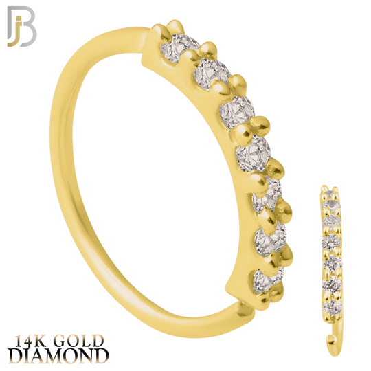 14-CT04D- 14k Solid Gold Prong Setting 7 Si1 Diamond Hoops Piercing Twist top Open image 0