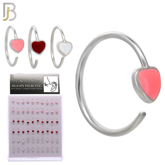 925-PK-CT133S - 925 Silver Hoops Heart Enamel - Pack of 60pcs image 1