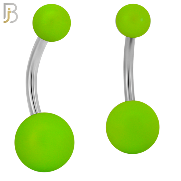 PK-NB102 - 316L Surgical Steel Different Color Balls Designs Banana Belly Ring Pack of 40 image 4