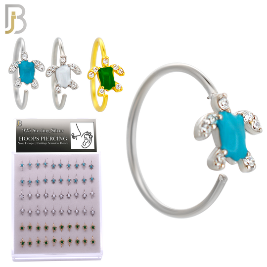 925-PK-CT134M - 925 Silver Hoops Turtle Enamel - Pack of 60pcs image 1