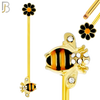 BB21 - 316L Surgical Steel Screw Bar Bee with Flower Design with Zircon Barbell Industrial (PACK OF 4) image 2