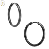 ES95K - 316L Stainless Steel Black Plated 2mm Thickness Plain Hoops Design Huggies Clip On - 16mm image