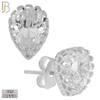 925-ES66 - .925 Sterling Silver Teardrop Crown Design  Prong Zircon Earring Stud image 1