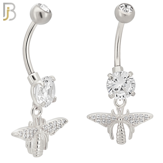 N0129 - 316L Stainless Steel Dangling Firefly  Zircon Belly Ring and 5mm Screw Ball image 1