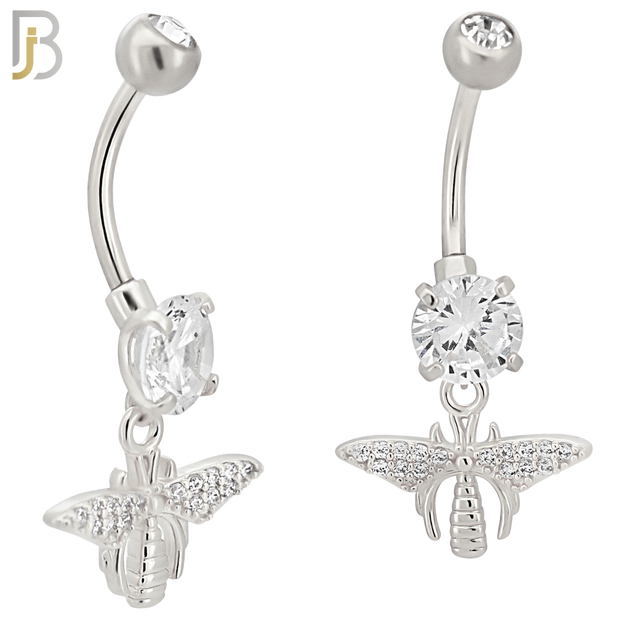 N0129 - 316L Stainless Steel Dangling Firefly  Zircon Belly Ring and 5mm Screw Ball image 1