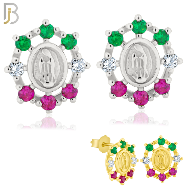 925-ES177 – .925 Sterling Silver Mexican Virgin Mary with Zircon image 0