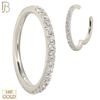 14-CT69C - 14K Solid Gold Hinged Hoops with Zircon image 1