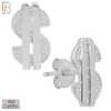 925-ES156 - .925 Sterling Silver Dollar Sign  Design Earring Stud image 1