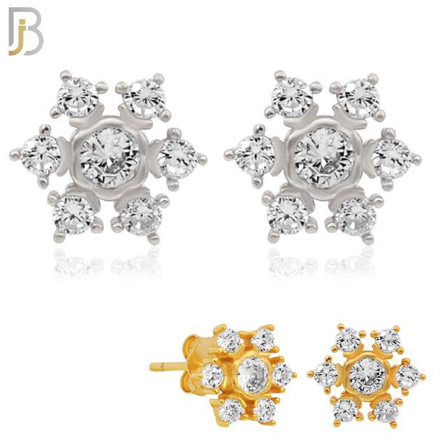 925-ES27 - .925 Sterling Silver Snowflakes Earrings Stud with Zircon image 0