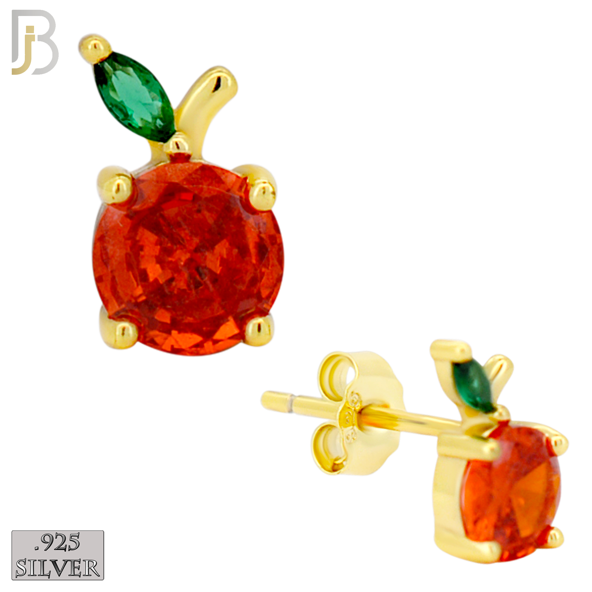 925-ES470 - 925 Sterling Silver Single Cherry Push Back Stud Earring image 2