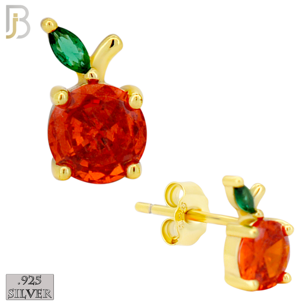 925-ES470 - 925 Sterling Silver Single Cherry Push Back Stud Earring image 2